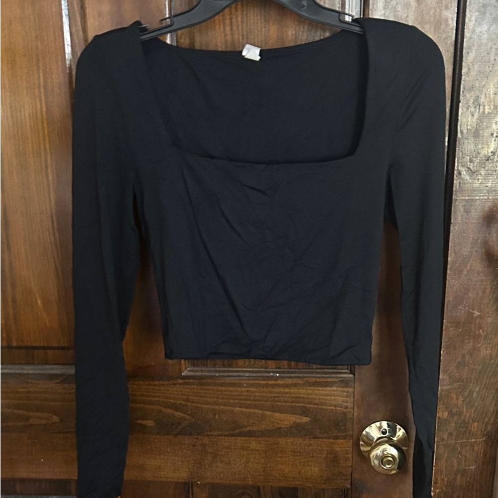 90 Degree By Reflex Black Long Sleeve Crop Top